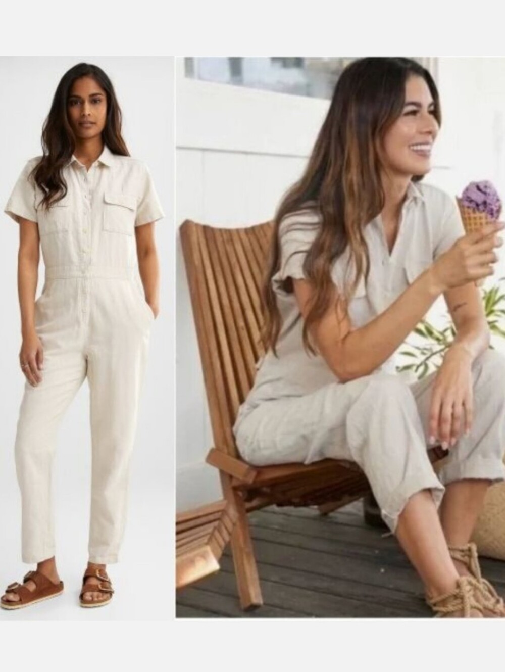Outerknown S.E.A. Suit Jumpsuit in Natural Linen Cotton Blend Sz Medium NWT $168